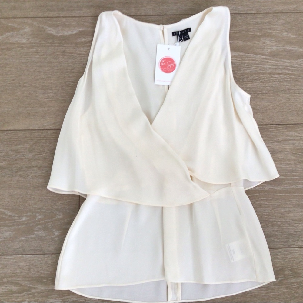 Theory Cream Layered Sleeveless Blouse